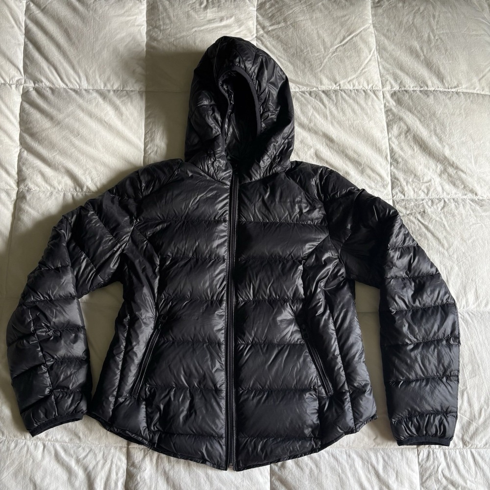 Miss Sixty Ultra Lightweight Packable Down Puffer Jacket Women L Black Hooded